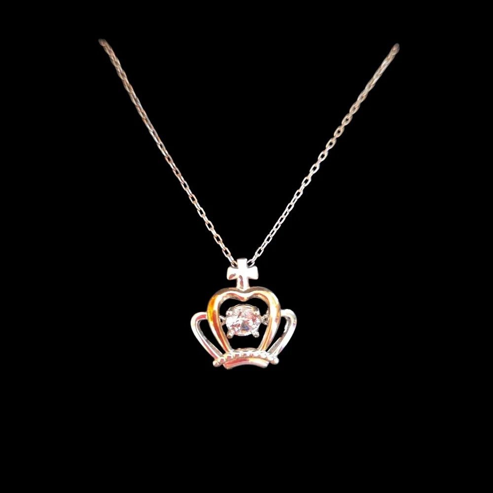 NWT Aphrodites Sterling 925 Silver Crown & Cross Pendant and Necklace - Picture 1 of 2